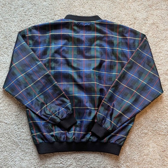 Lady Divots Plaid Windbreaker Pullover Women M Navy Blue Tartan Golf Jacket - Picture 2 of 4